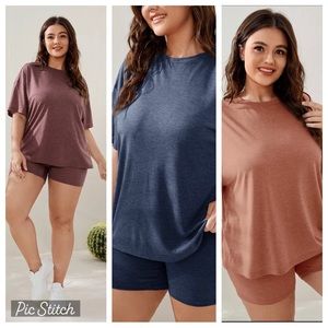 Shein drop shoulder tee and shorts set bundle